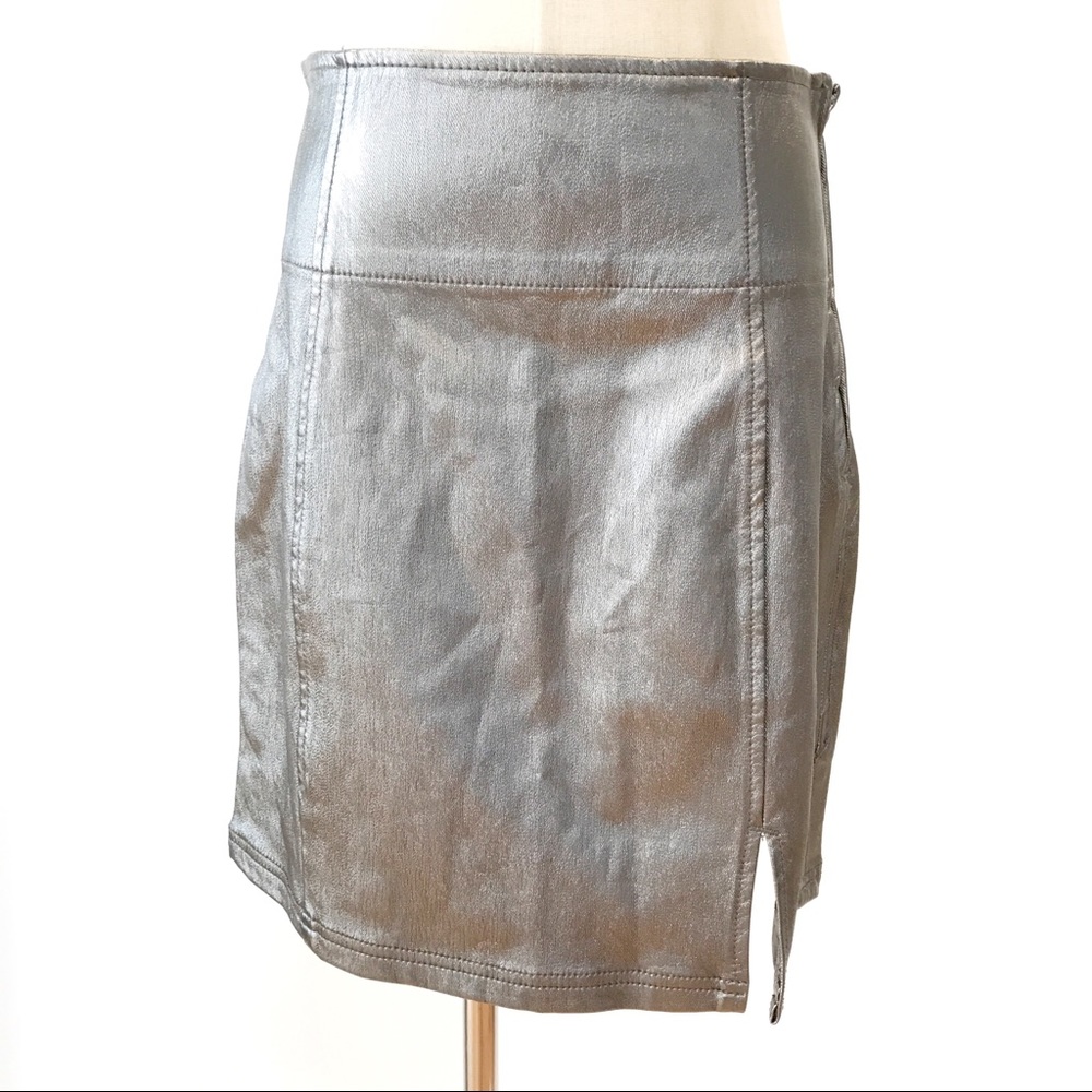 Free People Silver Metallic Faux Leather Mini
